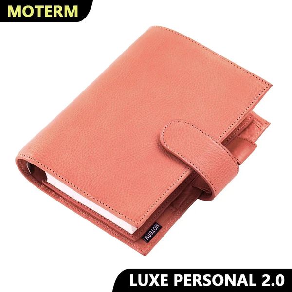 Moterm Full Grain Veg Tan Leather Personal Size Luxe 20 Rings Planner Notebook with 30MM Agenda Organizer Diary Journal 241115
