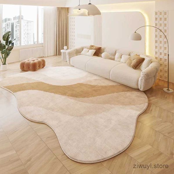 Carpets Cream Style Carpets for Living Room Irregular Shape Plush Bedroom Decor Carpet Fluffy Soft Bedside Rug Thick Washable Floor Mat