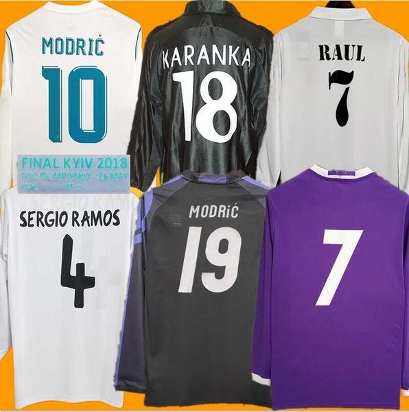 2001 2002 RAUL Mens Retro Soccer Jerseys 2016 2017 2018 Long Sleeve RoNAldO ZIDANE BALE RoNAldO SERGIO RAMOS Football Shirts 999