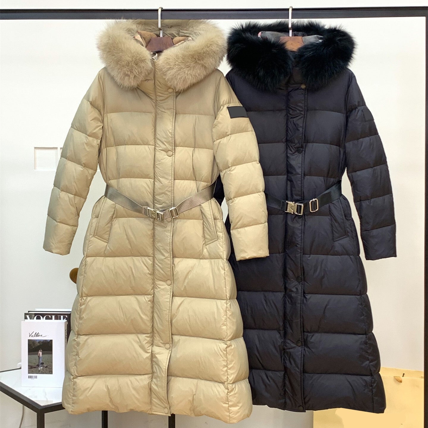 Womens Luxury Mid Long Down Coat Lightweight Warm Slim Fit Fashion Jacket Natural White Goose Down Filling Premium Quality Stylish Puffer Outerwear