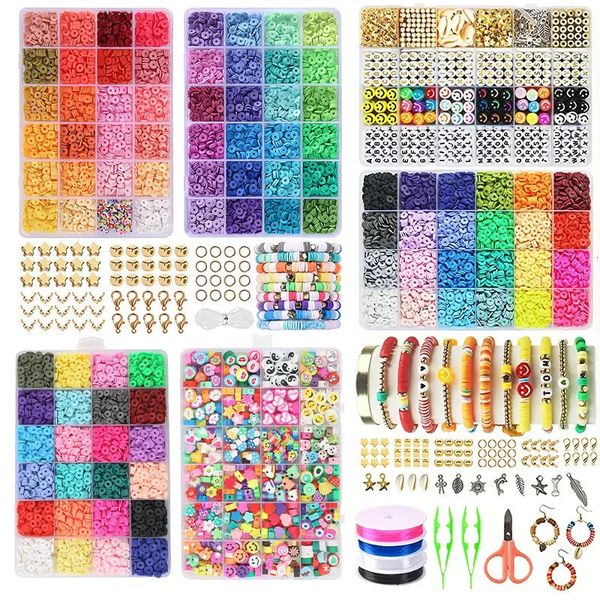 Clay Beads Bracelet Making Kit Friendship Flat Round Polymer Clay Beads Set for Jewelry Making DIY Handmade Craft Gifts Supplies 231229