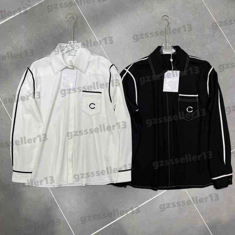 Womens Designer Blouses Shirts Tops Fashion Brand Letter C Logo Embroidery Top Shirt Luxury Ladies 2022ss Contrast Color Webbing Design Vintage Shir