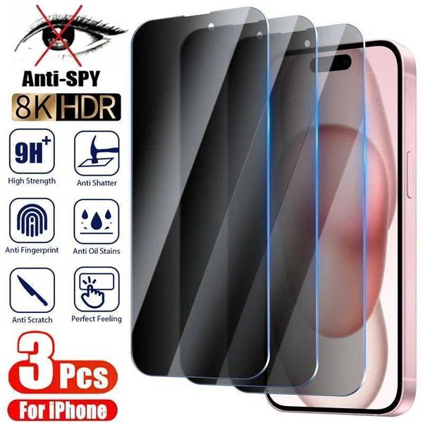 New Arrival 3Pcs Anti Spy Tempered Glass Suitable for iPhone 15 14 Plus 13 12 11 Pro Max Screen Protector Suitable for iPhone X XR XS Max Pr