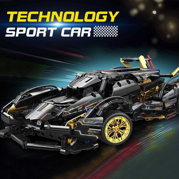 Black Warrior Technology Sports Car Building Block Model Classic Color Cool Shape Puzzle Assembly Toy Building BlocksT250118