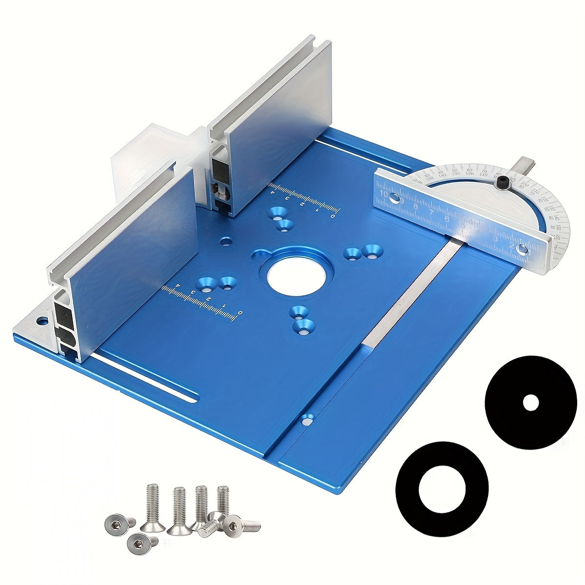 TEMU Aluminum Router Table Insert Plate W-miter Gauge For Woodworking Benches Table Saw Multifunctional Trimmer Engraving Machine