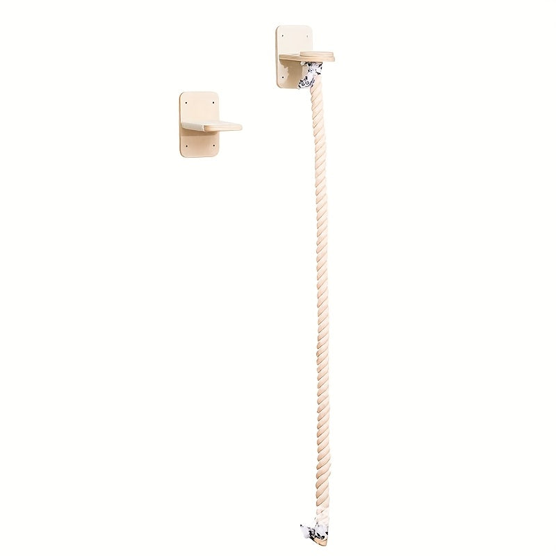 TEMU Premium Wooden Wall-mounted Cat Tree & Scratching Post-59.1 Inch Large Cat Climbing Tower With Ladder, Jump Platform, & Interactive Toys -