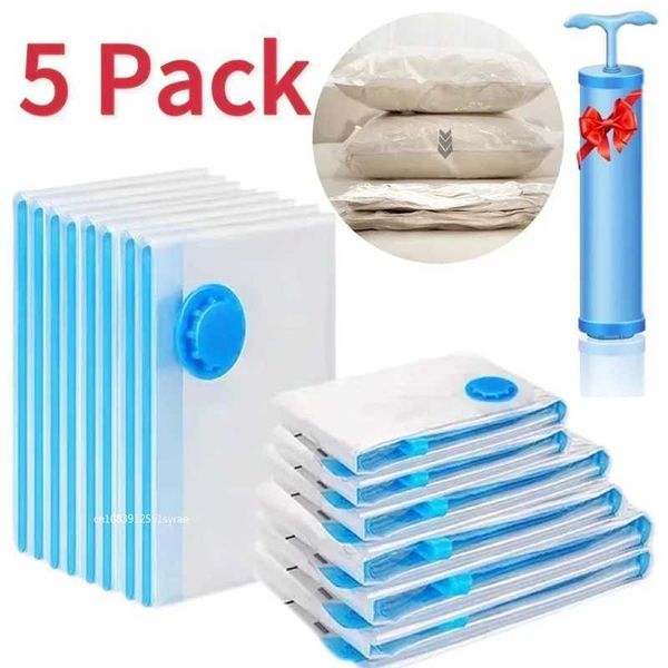 1-3-5 vacuum bags and pump covers used for clothing storage large plastic compression empty bag travel accessory storage containers Y241204