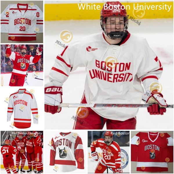 Boston University Terriers 2024 Frozen Four Hockey Jersey - Jay OBrien Lane Hutson Jack Page Devin Kaplan Brian Carrabes Domenick Fensore