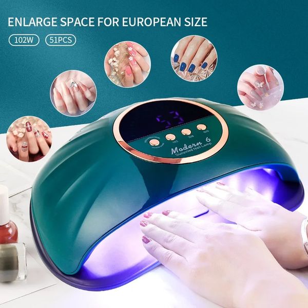 Nail Dryers 102W UV LED Manicure Lamps Two Hands Big Dryer for Curing Gel Varnish Tools With Sensor LCD Display 4 Timers 231204