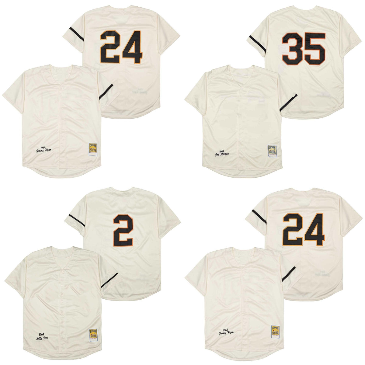 Vintage 1964 Retro Baseball 35 Joe Morgan Jerseys 2 Nellie Fox 24 Jimmy Wynn Beige Embroidery And Sewing For Sport Fans Retire Breathable Throwback