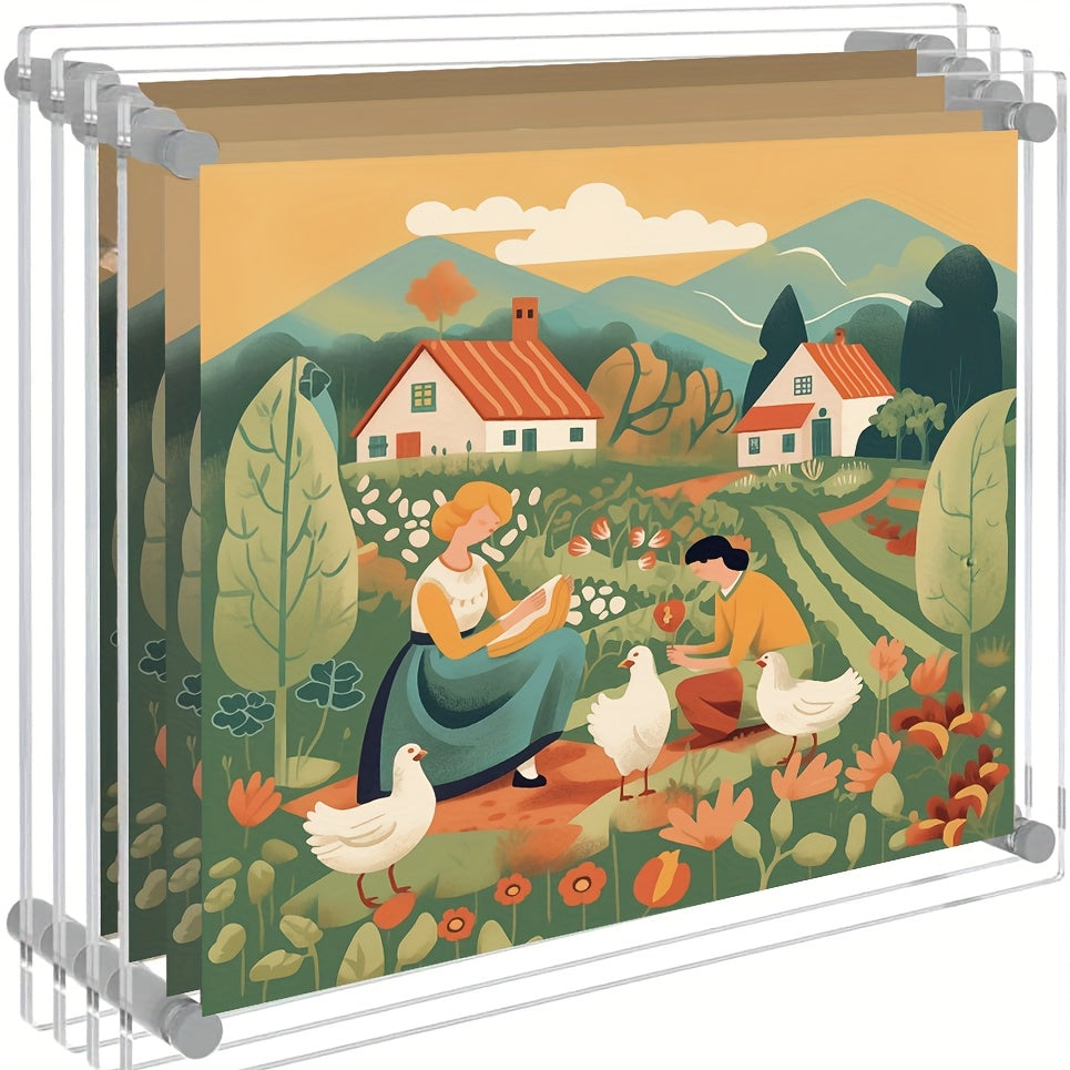 TEMU 4pcs 8x10 Shatterproof Acrylic Photo Frames - Modern Frameless Floating Wall Display, Uv-resistant Lucite Cubes, Anti-scratch Coating, Home,