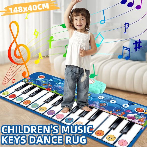 148x40CM Childrens Music Piano Mat Multi functional Preschool Floor Keyboard Dance Mat Baby Early Education Toy Girl Gift 241019
