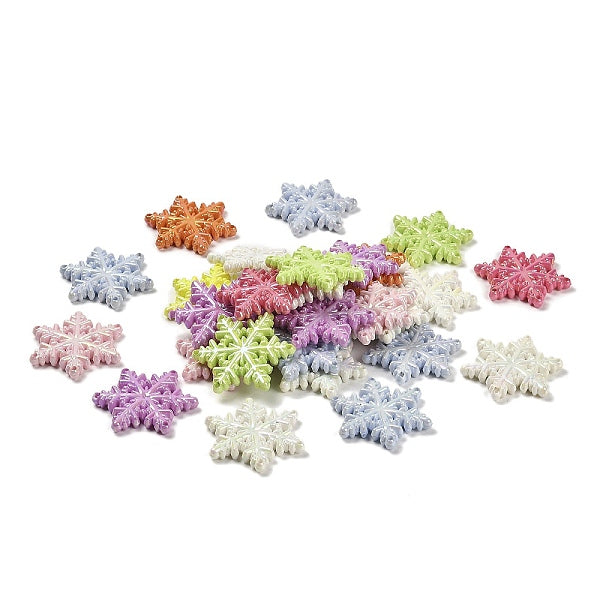 Perles acryliques irisées opaques arc-en-ciel à placage UV sur le thème de Noël