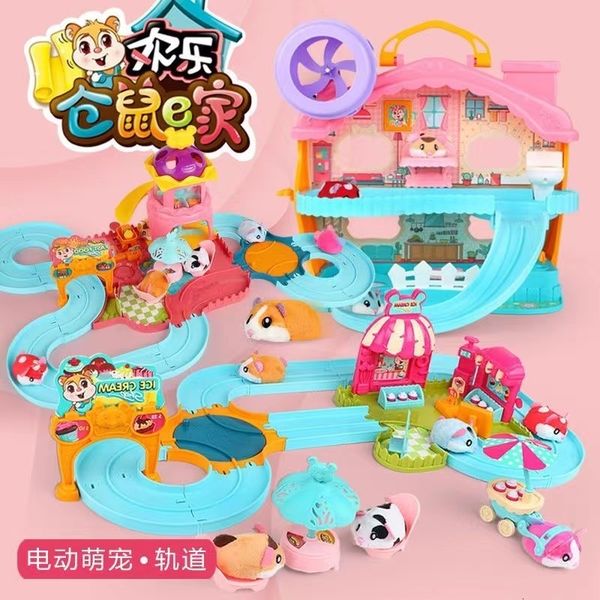 Kitchens Play Food Electric Pet Hamster Simulation Kitchen Ice cream Restaurant Rotating mouse pretend House Scene Racing Track Toys for Kid