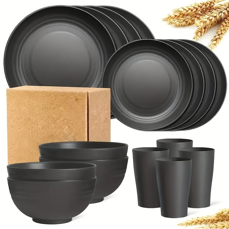 TEMU 16pcs Unbreakable Dinnerware Set] 32pcs Unbreakable & Lightweight Dinnerware Set For - Reusable, Microwave & Dishwasher Safe Plates, Bowls, Cups