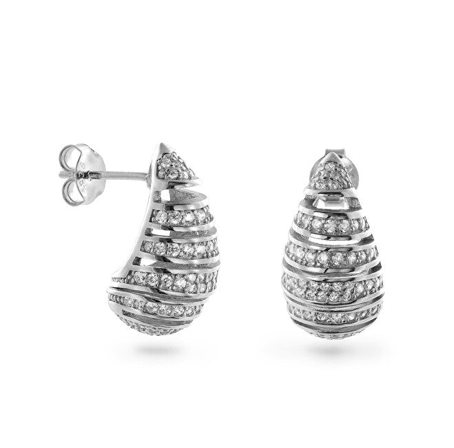 Again jewelry Cercei de argint fashion cu picătură de lacrimă din zirconiu AJNS0054