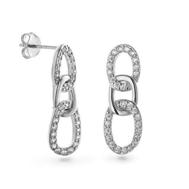 Again jewelry Boucles d'oreilles pendantes en argent avec zircones transparentes AJNS0003