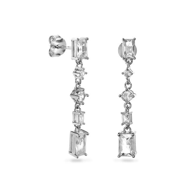 Again jewelry Boucles d'oreilles pendantes scintillantes en argent avec zircone AJNS0029