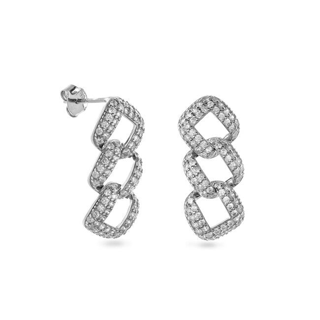 Again jewelry Boucles d'oreilles pendantes en argent avec zircone cubique AJNS0058