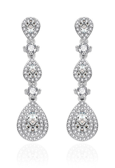 Agato Boucles d'oreilles pendantes de luxe en zircone transparente AGT-E142PW