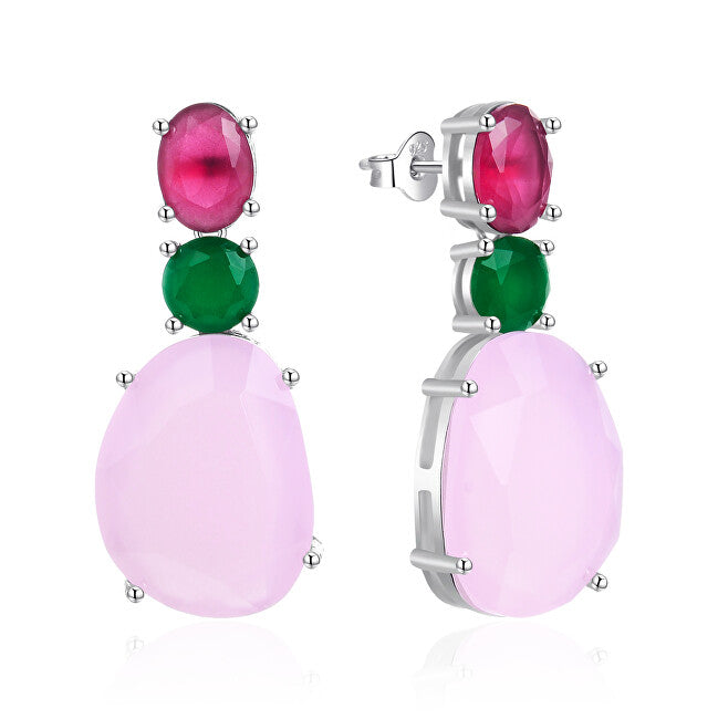 Agato Boucles d'oreilles pendantes en verre coloré et argent AGT-E014PC