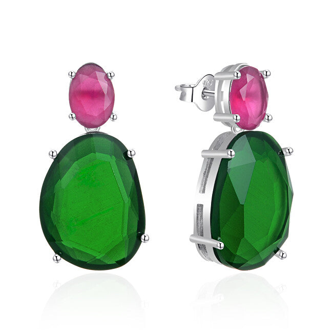 Agato Boucles d'oreilles pendantes en verre coloré et argent AGT-E015PC
