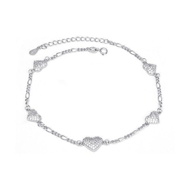 Agato Bracciale gamba argento con cuori glitterati AGN53-27