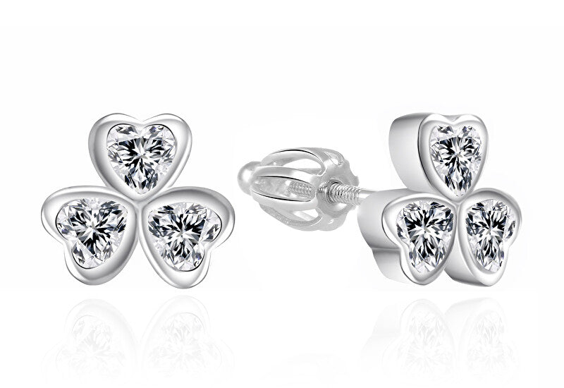 Agato AGT-E063SW Glitter Silver Clover Örhängen