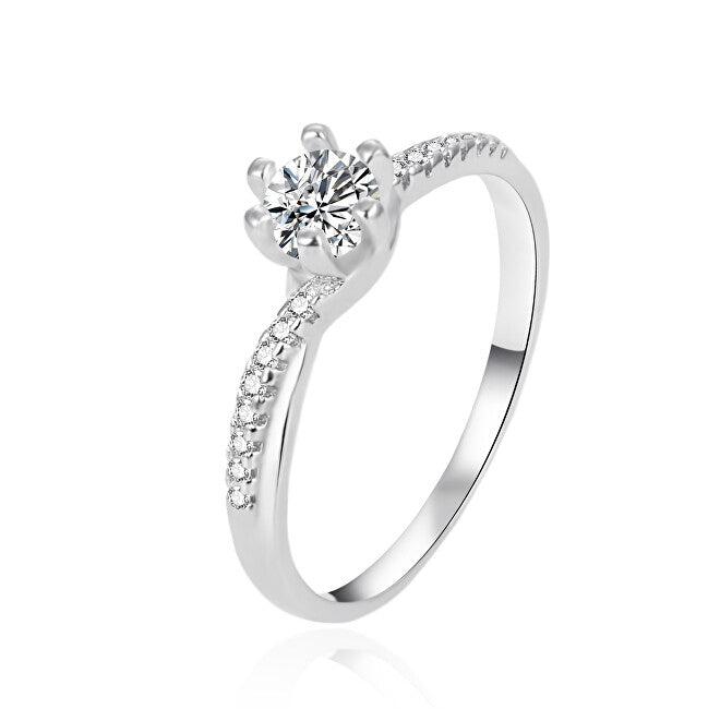 Agato AGT-R15W Zirconia Silver Engagement Ring - Size: 52mm