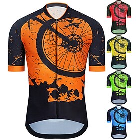 21Grams Men's Cycling Jersey Short Sleeve Bike Top with 3 Rear Pockets Mountain Bike MTB Road Bike Cycling Breathable Moisture Wicking Quick Dry Reflective Str