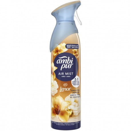 Ambi pur Air Effect Deodorant 2-i-1 Spray Gull og Vaniljeblomster 185 Ml