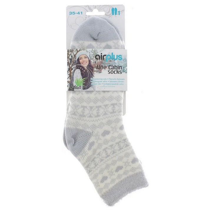 Strumpor AirPlus Aloe Cabin Moisturizers - Vit-Grå Hjärtmönster - Storlek 35-41