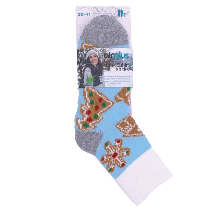 Ponožky AirPlus Aloe Cabin Moisturizers - Blue-Grey Cookie Pattern - Size 35-41