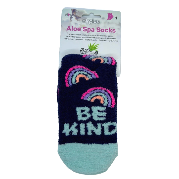 Skarpetki AirPlus Aloe Spa – Skarpetki nawilżające – Wielokolorowe – „Be Kind” – jeden rozmiar