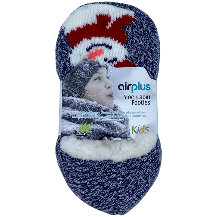 AirPlus KIDS - Aloe Cabin Footies - Hydratační pantofle - Vzor sněhuláka - Velikost 26-31