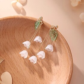 1 paire Boucles d'oreille Clou Boucle d'Oreille Pendantes For Femme Mariage Soirée Rendez-vous Alliage Fantaisie Mode Pétale