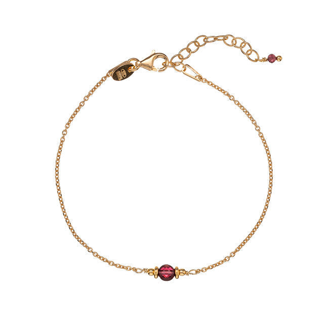 Alisia Minimalist bracelet in gold plating with burgundy garnet AL4897-Gold-Garnet