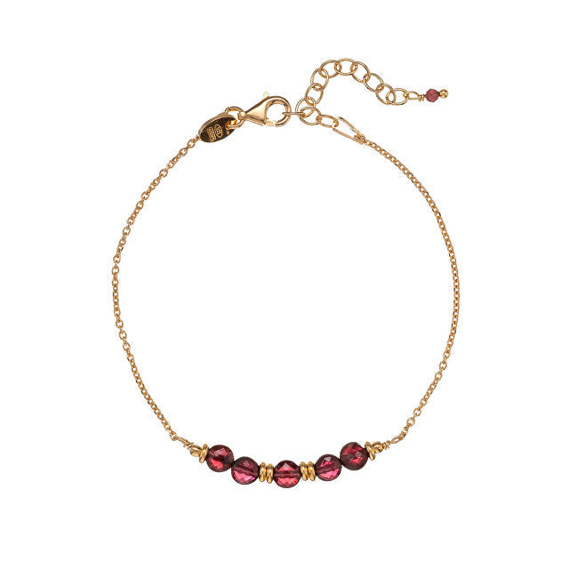 Alisia Gold Plated Fashion Bracelet with Garnet Beads AL4898-Gold-Garnet