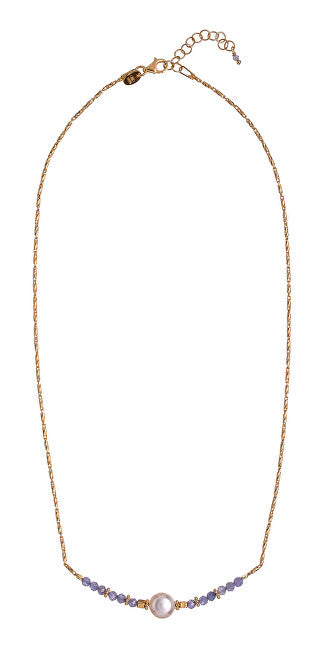 Alisia Collier plaqué or avec perles de tanzanite et véritable perle AL4109-Or-Tanzanite