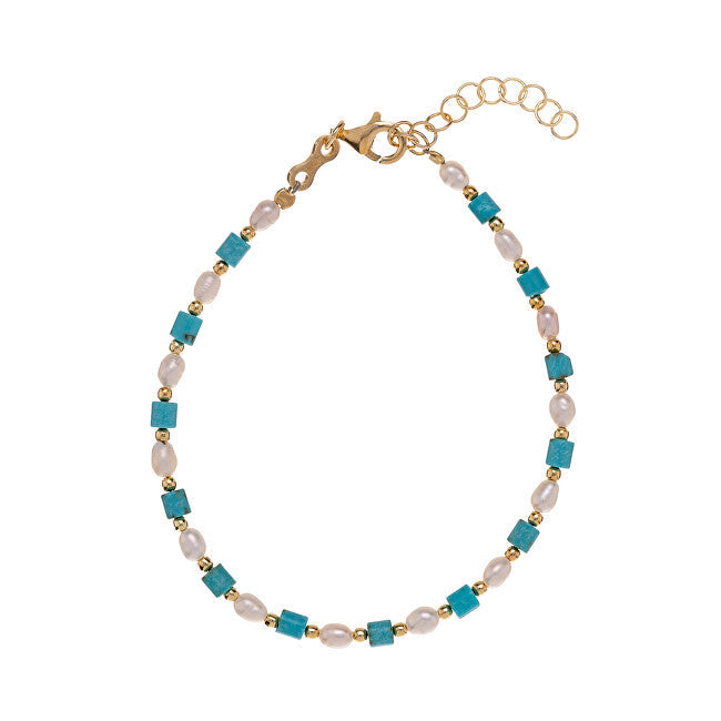 Alisia Gold plating bracelet with turquoise and pearls AL4534-Gold
