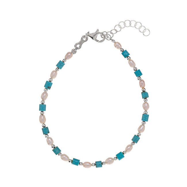 Alisia Silver bracelet with turquoise and pearls AL4534-Silver