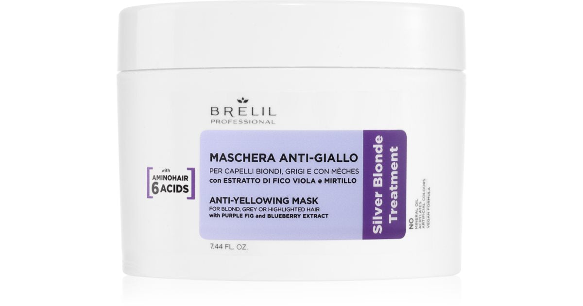Brelil Professional Mască anti-gălbui împotriva tonurilor de gălbui pentru păr blond și gri 220 ml