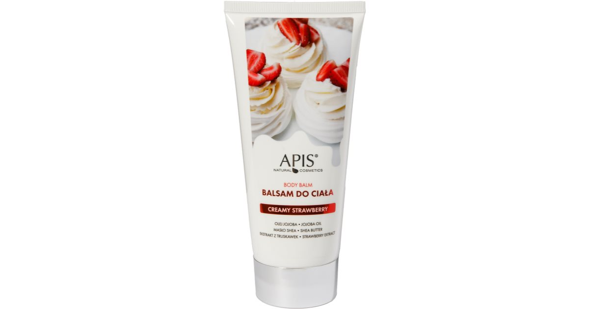 Apis Natural Cosmetics Cremiger feuchtigkeitsspendender Erdbeer-Körperbalsam 200 ml