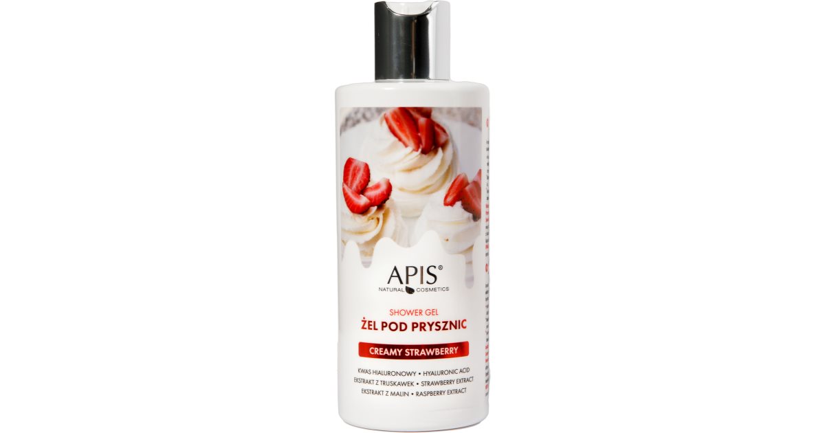 Apis Natural Cosmetics Jordbær fuktighetsgivende dusjgelkrem 300 ml