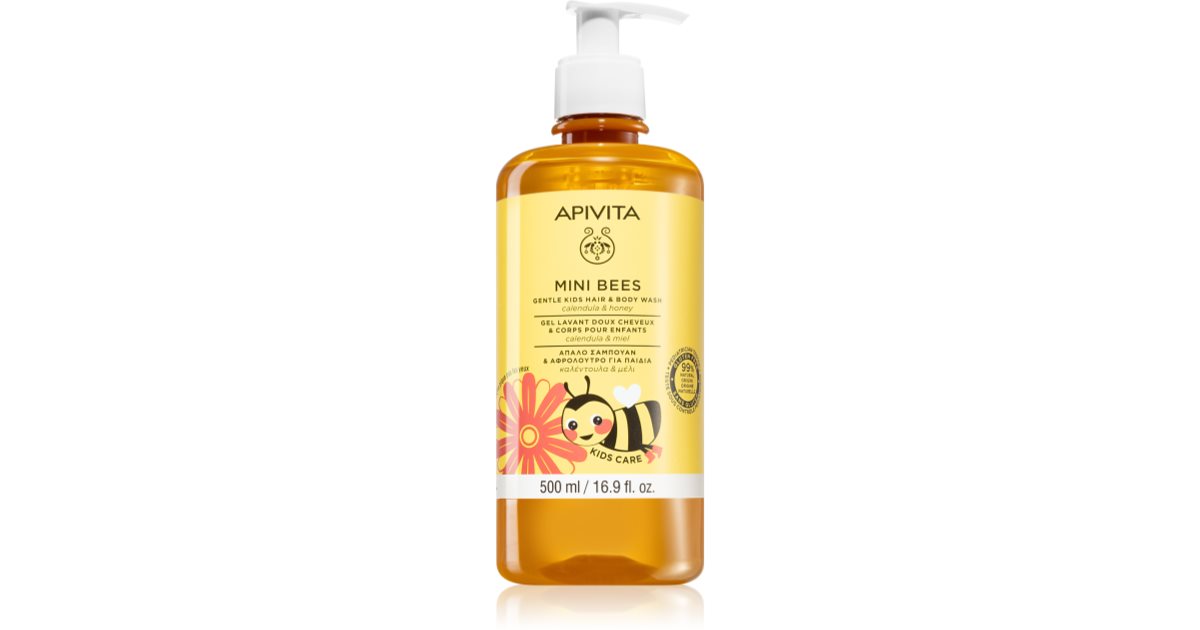 Apivita Mini Bees myk vaskegel for barns kropp og hår 500ml
