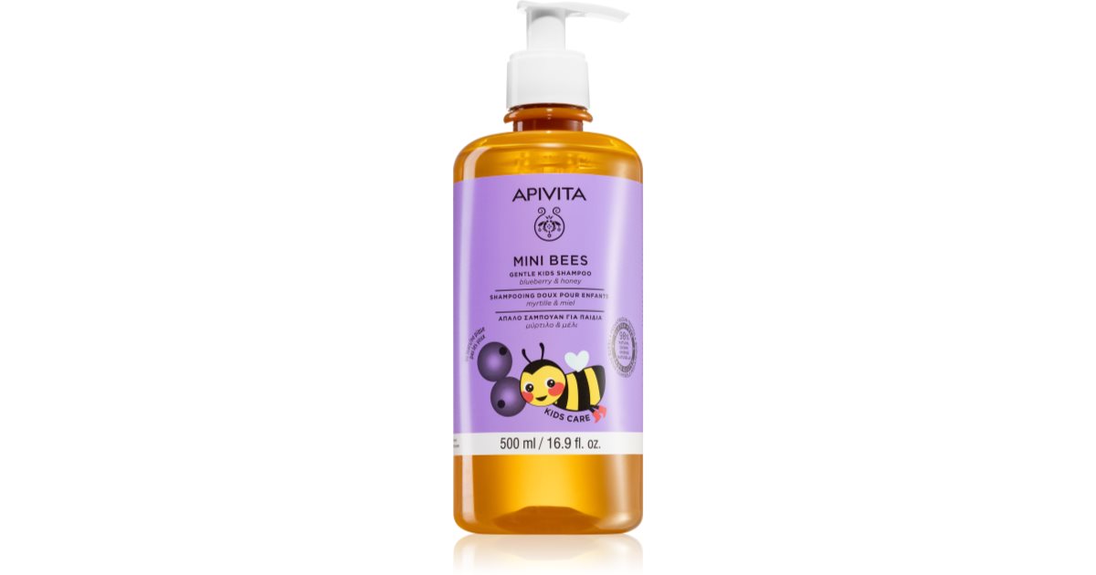 Apivita Mini Bees Zartes Shampoo für Kinder, Blaubeere und Honig, 500 ml