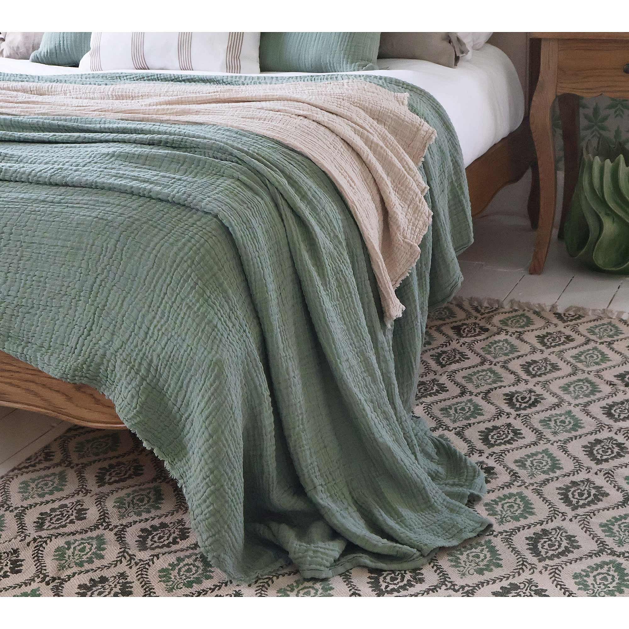 Apricity Sage Green Crinkle Throw (Petite) Matron Inn