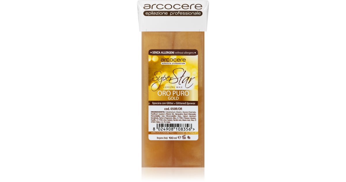 Arcocere Profesjonell voks Oro Puro Gold Hårfjerningsvoks med glitterrefill 100 ml
