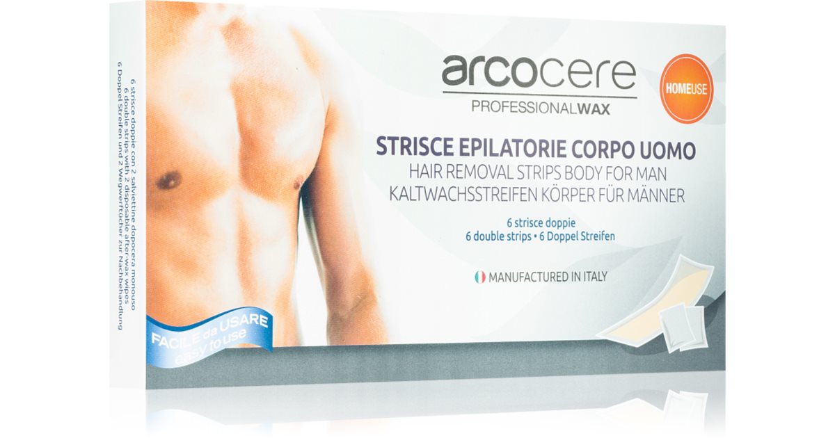Arcocere Professional Wax Wax Strips for Hair Removal for Men 6 pcs