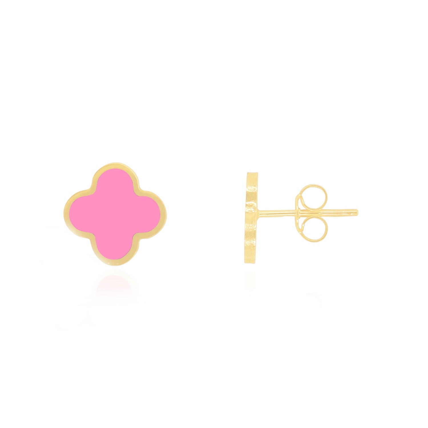 Small Bubblegum Pink Clover Stud Earrings
